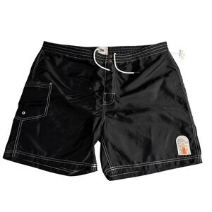 BDG‎ Beach Black Swim Trunks XL Surfing Lounging Lighthouse Patch